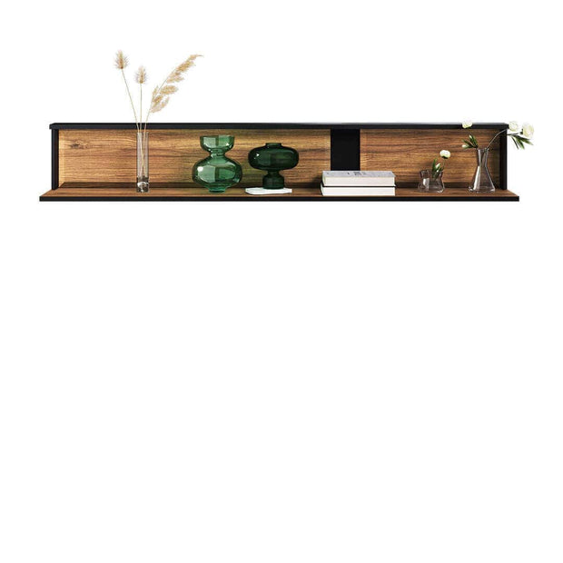 Etajera suspendata din pal, Borga 04 Stejar Catania / Negru, l155xA26xH24 cm (1)