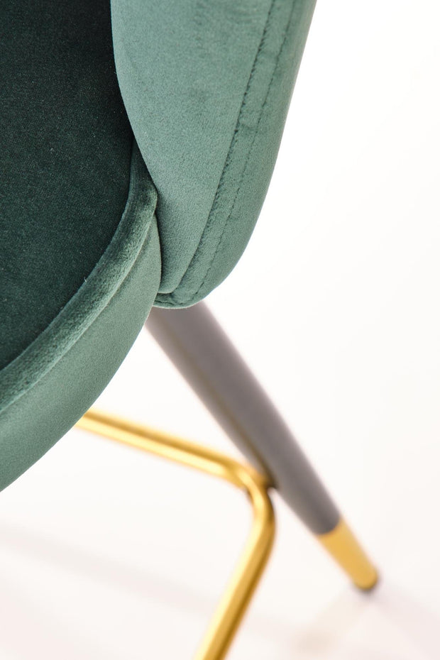Halmar Scaun de bar tapitat cu stofa si picioare metalice, Hoku-106 Velvet Verde Inchis / Negru / Auriu, l58xA58xH96 cm