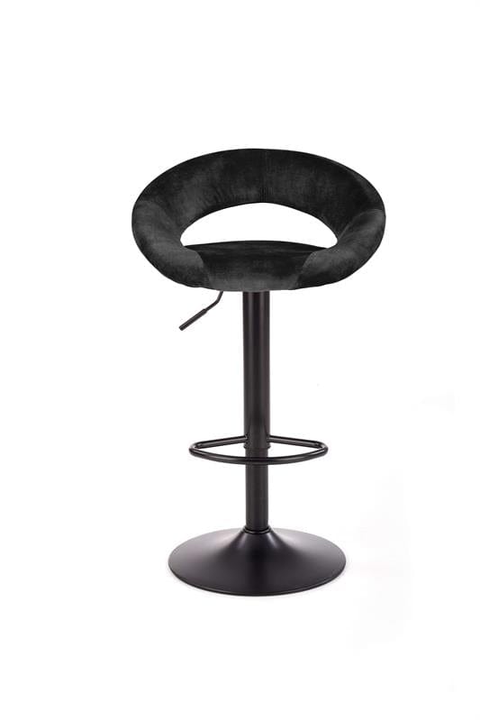 Halmar Scaun de bar tapitat cu stofa si picior metalic, Hoku-102 Velvet Negru, l53xA48xH78-100 cm
