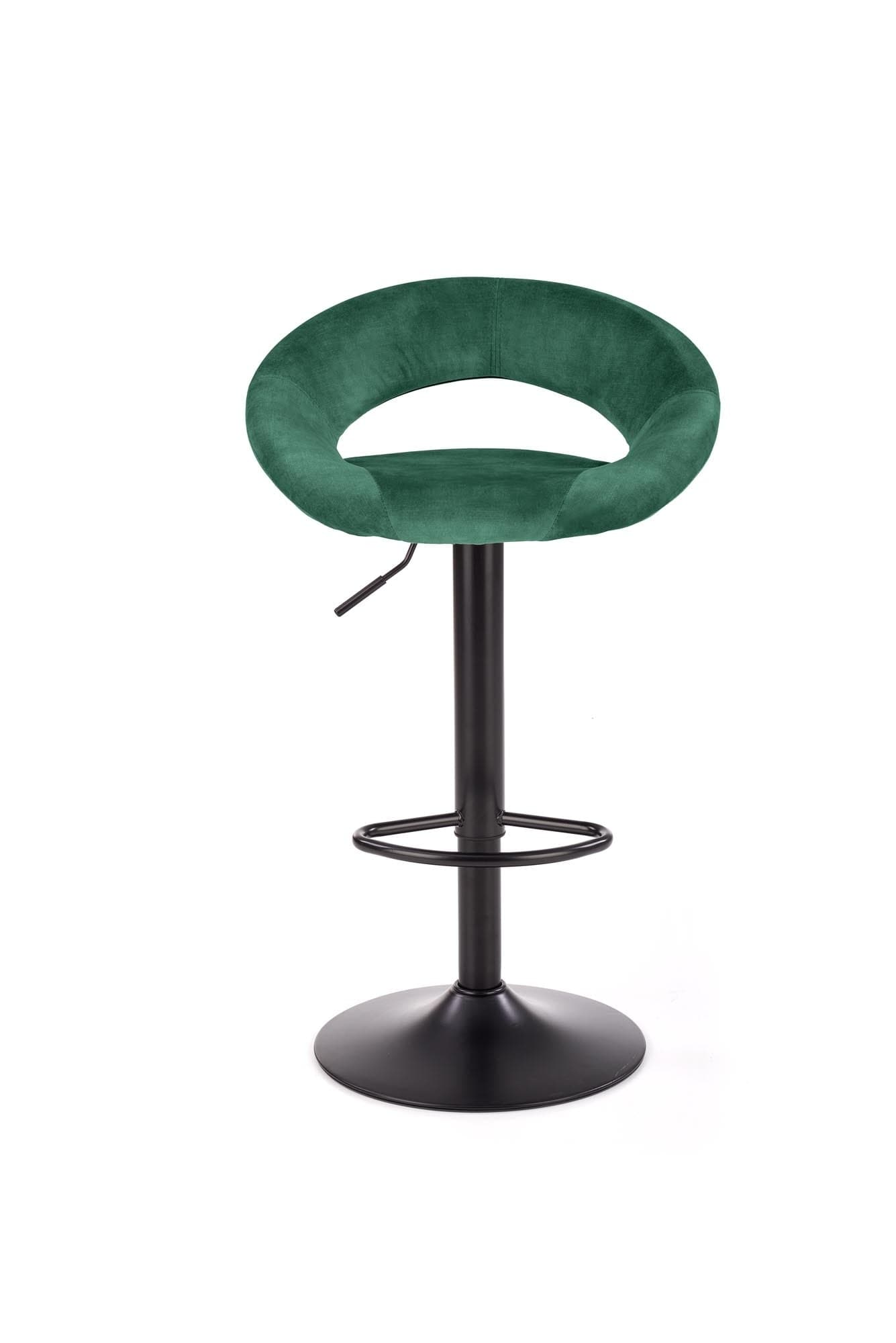 Halmar Scaun de bar tapitat cu stofa si picior metalic, Hoku-102 Velvet Verde Inchis / Negru, l53xA48xH78-100 cm