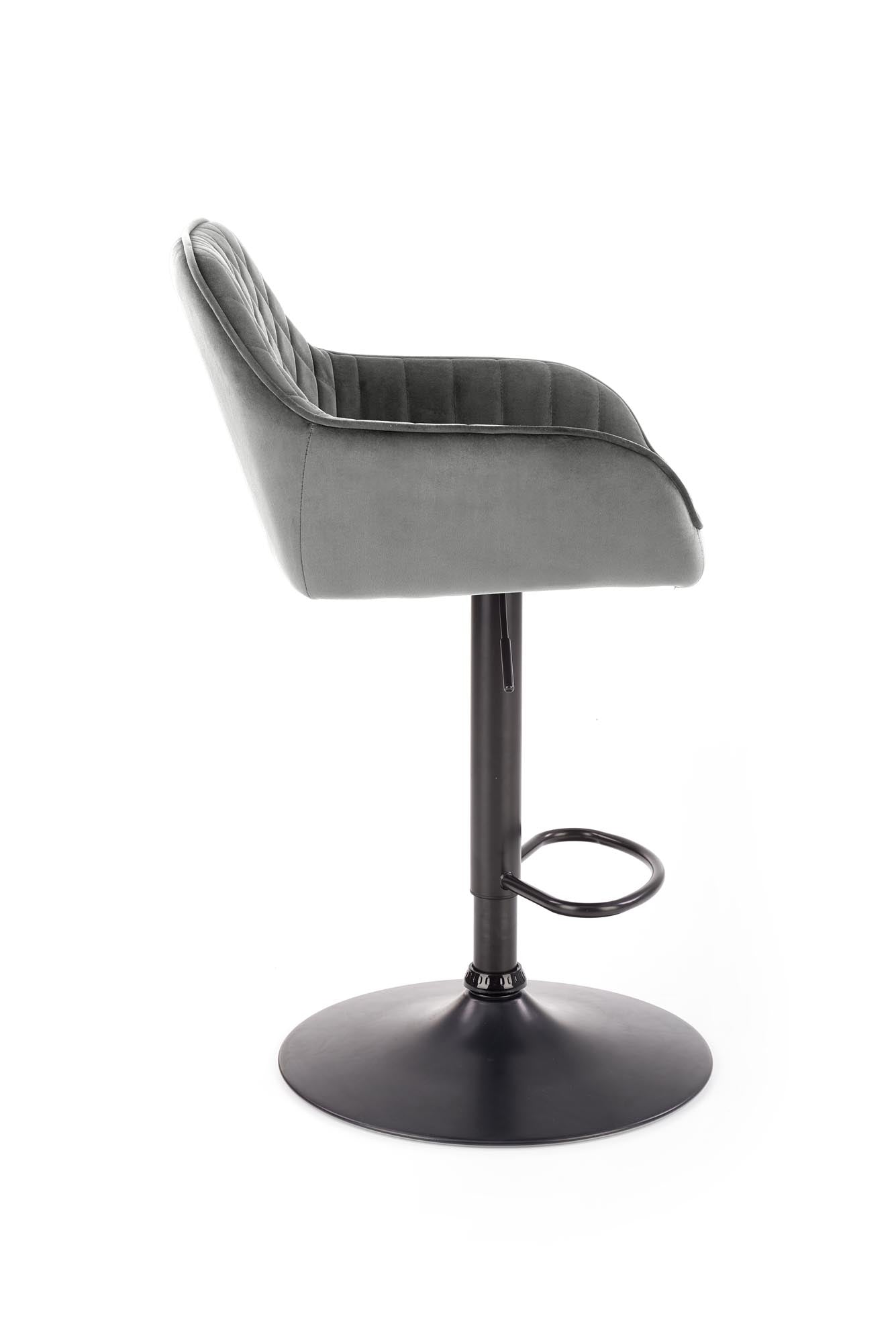 Halmar Scaun de bar tapitat cu stofa si picior metalic, Hoku-103 Velvet Gri / Negru, l55xA55xH92-114 cm