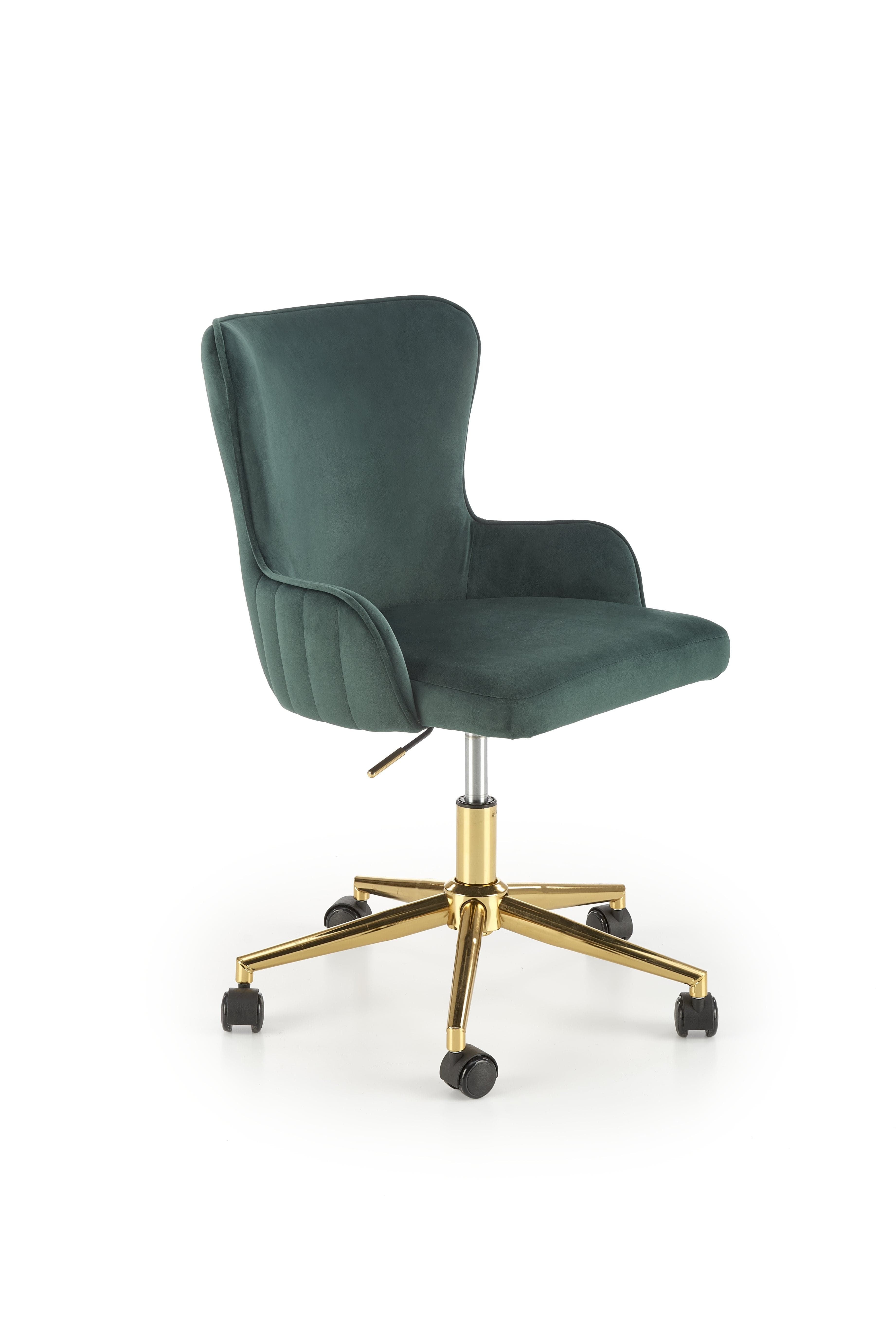 Scaun de birou tapitat cu stofa, Timoteo Velvet Verde Inchis, l55xA55xH77-85 cm