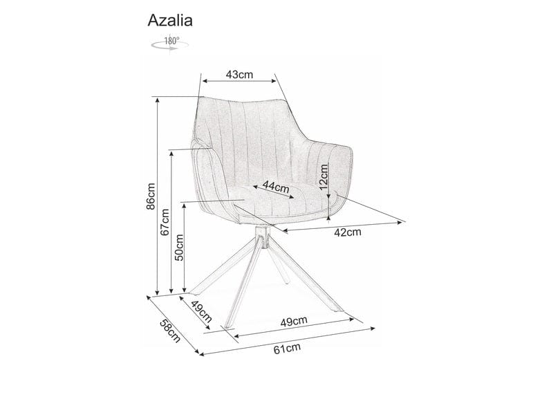 Signal Scaun rotativ tapitat cu stofa si picioare metalice, Aziel Velvet Gri / Negru, l61xA58xH86 cm