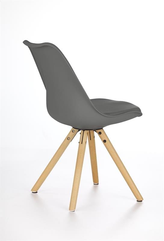 Halmar Scaun tapitat cu piele ecologica si picioare din lemn Kai-201 Gri / Natural, l48xA57xH81 cm