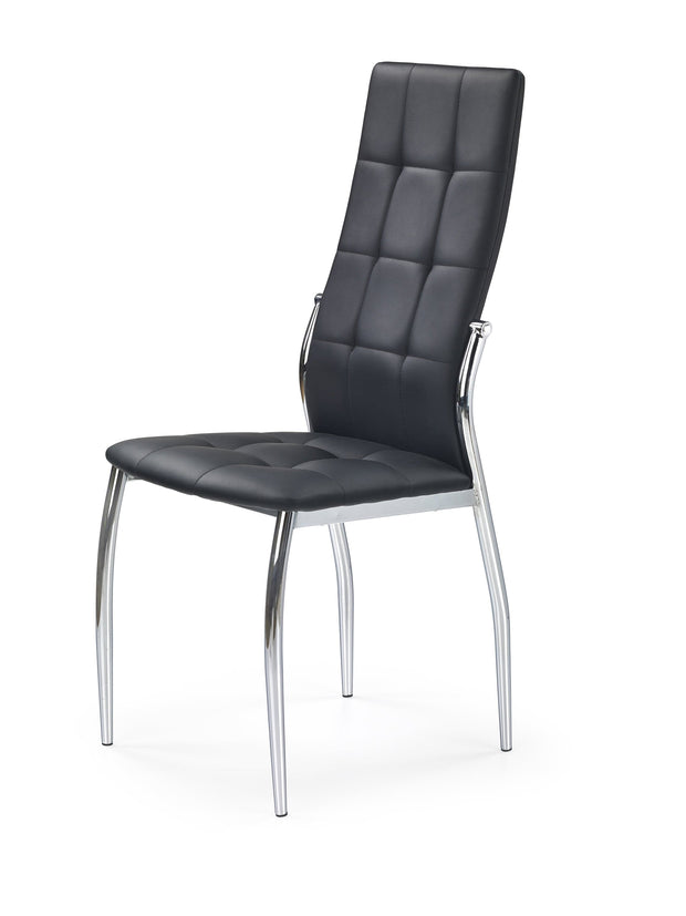 Scaun tapitat cu piele ecologica si picioare metalice, K209 Negru / Crom, l43xA54xH101 cm