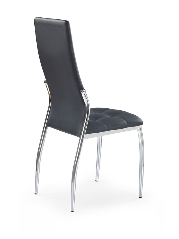 Scaun tapitat cu piele ecologica si picioare metalice, K209 Negru / Crom, l43xA54xH101 cm (1)