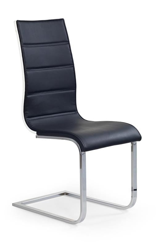 Halmar Scaun tapitat cu piele ecologica si picioare metalice, Kai-104 Negru / Alb / Crom, l42xA56xH99 cm
