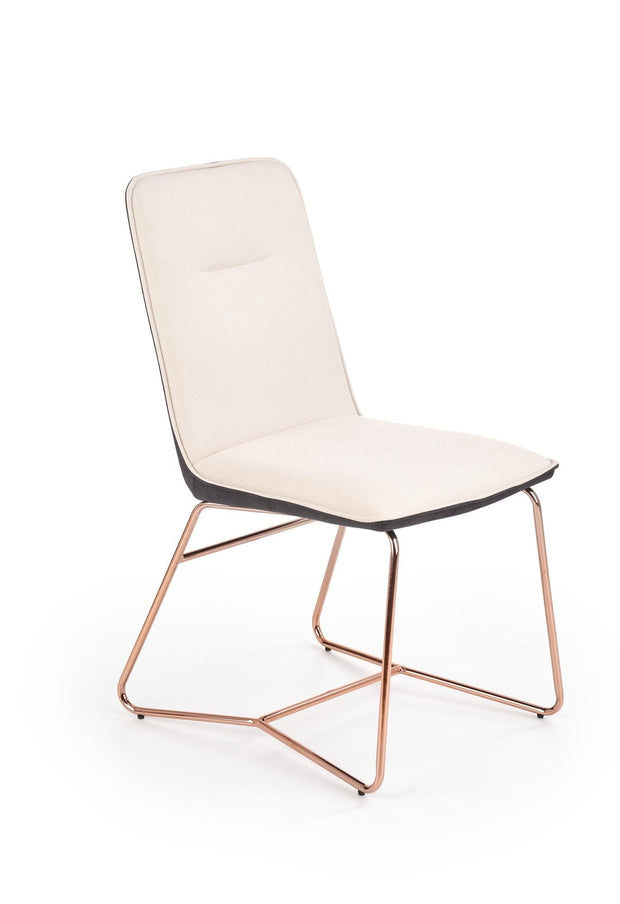 Halmar Scaun tapitat cu piele ecologica si picioare metalice Kai-390 Crem / Gri inchis / Auriu, l46xA60xH90 cm