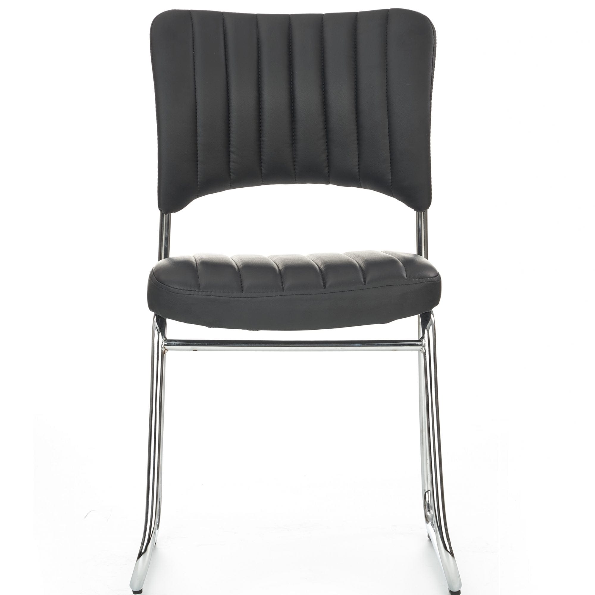 Halmar Scaun tapitat cu piele ecologica si picioare metalice, Raziela Negru / Crom, l48xA58xH83 cm
