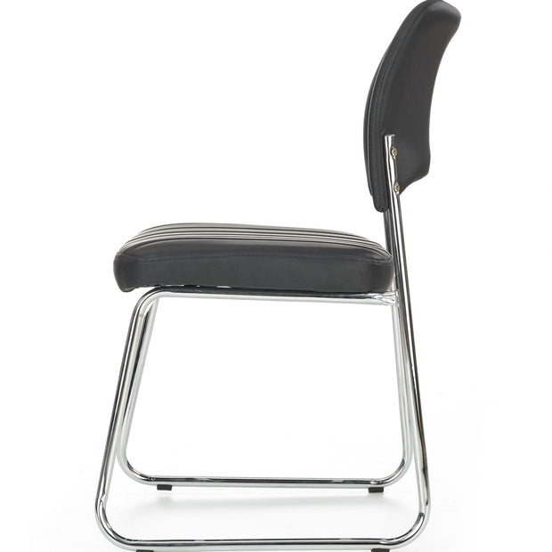 Halmar Scaun tapitat cu piele ecologica si picioare metalice, Raziela Negru / Crom, l48xA58xH83 cm