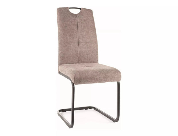 Scaun tapitat cu stofa si picioare metalice, Axo Brego Bej / Negru, l43xA47xH101 cm