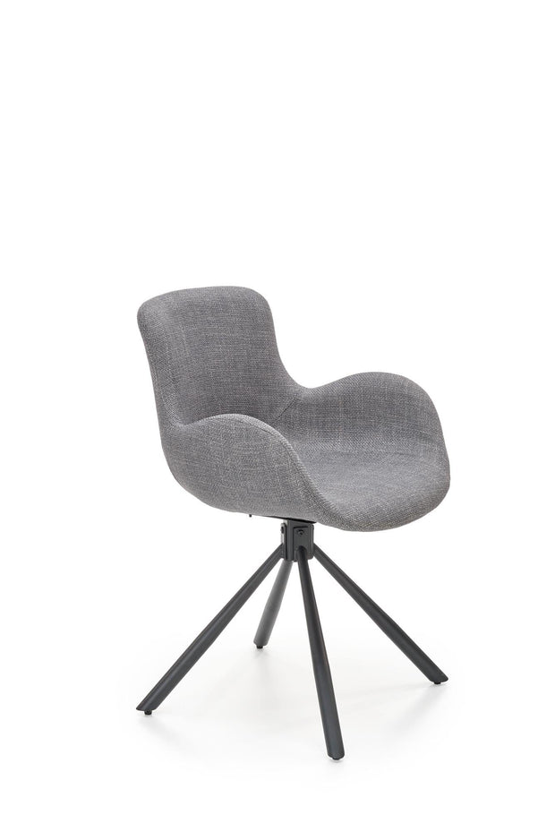Halmar Scaun tapitat cu stofa si picioare metalice, Kai-475 Gri / Negru, l59xA58xH81 cm