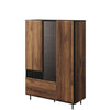 Lenart Vitrina din pal, cu 3 usi si 1 sertar, Borga 05 Large Stejar Catania / Negru, l100xA41xH143 cm
